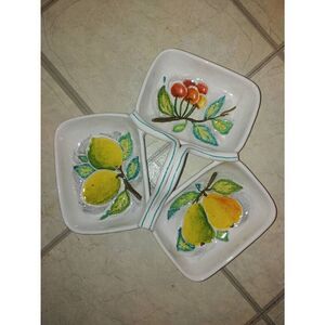 Vintage Italian Pottery/Ceramic 3 Section Serving Dish.
